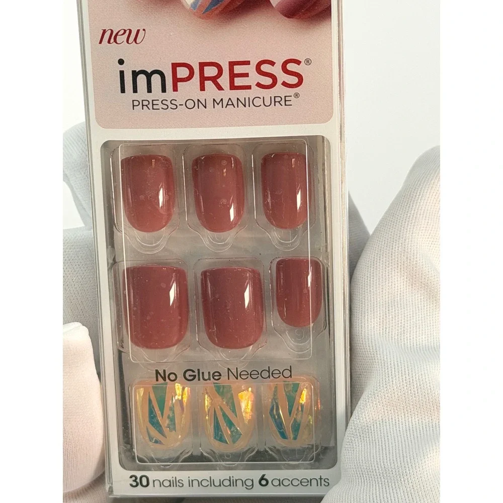 impress Press On Manicure One‎ Shine Day 30 Nails 6 Accents No Glue Needed 93-40